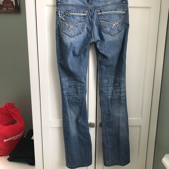 Rocky Mountain Clothing Co Y2K Biker Cruel Womens Denim Jeans Size 28W/5L *READ* - Picture 8 of 13
